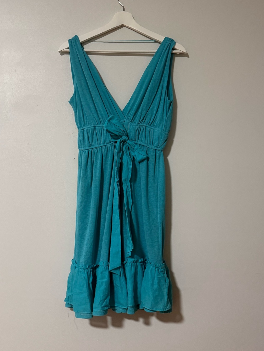 NWOT Zara Teal Sleeveless V-Neck Tie-Front Mini Dress vintage